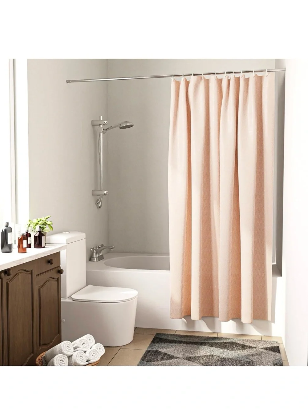 iDesign Pink Fabric Shower Curtain or Liner